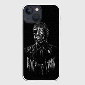 Чехол для iPhone 13 mini с принтом Back to work в Белгороде,  |  | br ba | breaking bad | gus | gustavo fring | heisenberg | jesse pinkman | los pollos hermanos | vdzagmar | walter white | во все тяжкие | гус | густаво фринг | джесси пинкман | уолтер уайт | хайзенберг