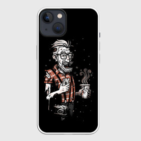 Чехол для iPhone 13 с принтом Зомби Хипстер в Белгороде,  |  | 100 | alter | bad | beard | boy | dead | death | ego | head | hipster | life | old | omg | real | retro | skull | zombie | борода | бородач | бро | зомби | на | ретро | стиле | хипстер | череп | эко