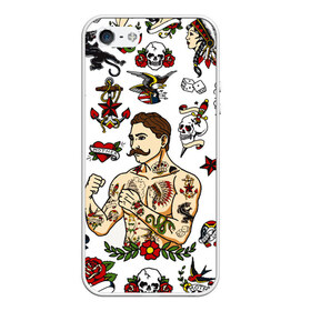 Чехол для iPhone 5/5S матовый с принтом HIPSTER TATTOO в Белгороде, Силикон | Область печати: задняя сторона чехла, без боковых панелей | hipsters | tattoo | девушка в тату | птицы | тату | усы | хипстер | хипстеры | черепа и розы | черепа и цветы | чёрная пантера | чувак | это борода. | я есть стиль