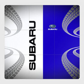 Магнитный плакат 3Х3 с принтом SUBARU/Субару в Белгороде, Полимерный материал с магнитным слоем | 9 деталей размером 9*9 см | subarist | subaru | след шин | субарист | субару | шины