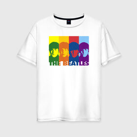 Женская футболка хлопок Oversize с принтом The Beatles в Белгороде, 100% хлопок | свободный крой, круглый ворот, спущенный рукав, длина до линии бедер
 | битлз | история | легенда | меломану | музыка | рок н ролл