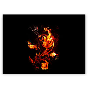 Поздравительная открытка с принтом Огненный цветок в Белгороде, 100% бумага | плотность бумаги 280 г/м2, матовая, на обратной стороне линовка и место для марки
 | Тематика изображения на принте: огненный цветок | огонь | узор | узор в огне | цветок | цветок в огне.
