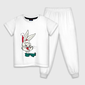 Детская пижама хлопок с принтом Bugs Bunny в Белгороде, 100% хлопок |  брюки и футболка прямого кроя, без карманов, на брюках мягкая резинка на поясе и по низу штанин
 | looney tunes | warner bros | багз банни | безумные мелодии | веселые мелодии | ворнер | луни тюнз | луни тюнс | мультяшки | новый год