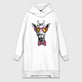 Платье-худи хлопок с принтом Жираф хипстер в Белгороде,  |  | butterfly | cool | ears | eyes | fashion | giraffe | hipster | horns | hype | muzzle | бабочка | глаза | жираф | круто | очки | рога | уши