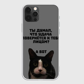 Чехол для iPhone 12 Pro Max с принтом Кот к удаче в Белгороде, Силикон |  | cat | luck | кот | мотивация | неприличное | удача | успех