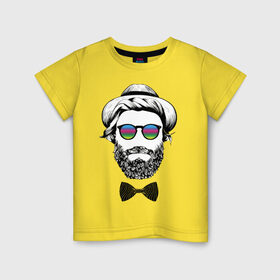Детская футболка хлопок с принтом Hipster в Белгороде, 100% хлопок | круглый вырез горловины, полуприлегающий силуэт, длина до линии бедер | beard | butterfly | cool | dude | face | fashion | guy | hat | hipster | hype | moustache | бабочка | борода | круто | лицо | мода | очки | парень | усы | хайп | хипстер | чувак | шляпа