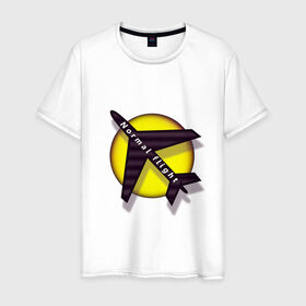 Мужская футболка хлопок с принтом Полет нормальный в Белгороде, 100% хлопок | прямой крой, круглый вырез горловины, длина до линии бедер, слегка спущенное плечо. | воздух | нормально | полет | самолет | солнце