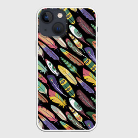 Чехол для iPhone 13 mini с принтом Feathers 2022 в Белгороде,  |  | color | cool | fashion | feather | hipster | круто | мода | перо | хипстер | цвет