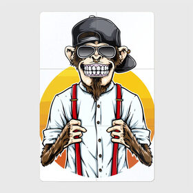 Магнитный плакат 2Х3 с принтом Monkey hipster в Белгороде, Полимерный материал с магнитным слоем | 6 деталей размером 9*9 см | baseball cap | beard | cool | earring | ears | fashion | hype | jaw | monkey | muzzle | smile | teeth | бейсболка | борода | зубы | круто | мода | обезьяна | пасть | серьга | улыбка | хайп