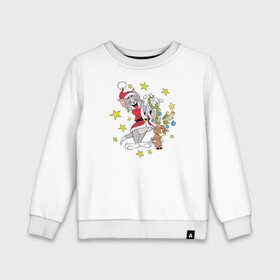 Детский свитшот хлопок с принтом Tom and Jerry в Белгороде, 100% хлопок | круглый вырез горловины, эластичные манжеты, пояс и воротник | tom and jerry | vdkimel | warner bros | том и джерри