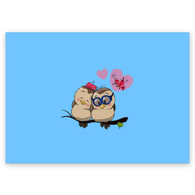Поздравительная открытка с принтом Влюблённые пташки в Белгороде, 100% бумага | плотность бумаги 280 г/м2, матовая, на обратной стороне линовка и место для марки
 | Тематика изображения на принте: влюблённые птички. | воробушки | любовь | птицы | сердечки