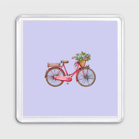Магнит 55*55 с принтом Bicycle в Белгороде, Пластик | Размер: 65*65 мм; Размер печати: 55*55 мм | букет | велосипед | лето | цветы