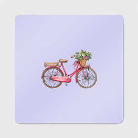 Магнит виниловый Квадрат с принтом Bicycle в Белгороде, полимерный материал с магнитным слоем | размер 9*9 см, закругленные углы | букет | велосипед | лето | цветы