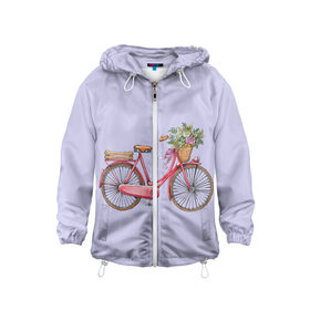 Детская ветровка 3D с принтом Bicycle в Белгороде, 100% полиэстер | подол и капюшон оформлены резинкой с фиксаторами, по бокам два кармана без застежек, один потайной карман на груди | букет | велосипед | лето | цветы