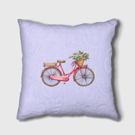 Подушка 3D с принтом Bicycle в Белгороде, наволочка – 100% полиэстер, наполнитель – холлофайбер (легкий наполнитель, не вызывает аллергию). | состоит из подушки и наволочки. Наволочка на молнии, легко снимается для стирки | букет | велосипед | лето | цветы