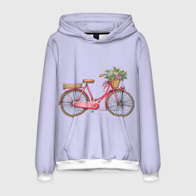 Мужская толстовка 3D с принтом Bicycle в Белгороде, 100% полиэстер | двухслойный капюшон со шнурком для регулировки, мягкие манжеты на рукавах и по низу толстовки, спереди карман-кенгуру с мягким внутренним слоем. | букет | велосипед | лето | цветы