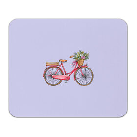 Коврик для мышки прямоугольный с принтом Bicycle в Белгороде, натуральный каучук | размер 230 х 185 мм; запечатка лицевой стороны | букет | велосипед | лето | цветы