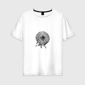 Женская футболка хлопок Oversize с принтом Flower в Белгороде, 100% хлопок | свободный крой, круглый ворот, спущенный рукав, длина до линии бедер
 | 