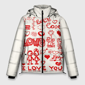 Мужская зимняя куртка 3D с принтом Детская любовь в Белгороде, верх — 100% полиэстер; подкладка — 100% полиэстер; утеплитель — 100% полиэстер | длина ниже бедра, свободный силуэт Оверсайз. Есть воротник-стойка, отстегивающийся капюшон и ветрозащитная планка. 

Боковые карманы с листочкой на кнопках и внутренний карман на молнии. | дети | детские рисунки | любовь | сердечки | я тебя люблю.