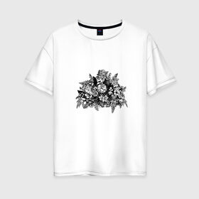 Женская футболка хлопок Oversize с принтом Flower в Белгороде, 100% хлопок | свободный крой, круглый ворот, спущенный рукав, длина до линии бедер
 | 