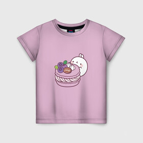 Детская футболка 3D с принтом моланг с макарон в Белгороде, 100% гипоаллергенный полиэфир | прямой крой, круглый вырез горловины, длина до линии бедер, чуть спущенное плечо, ткань немного тянется | еда | макарон | моланг | сладости
