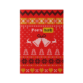 Обложка для паспорта матовая кожа с принтом Pornhub рождественский свитер в Белгороде, натуральная матовая кожа | размер 19,3 х 13,7 см; прозрачные пластиковые крепления | 2021 | christmas | knit | knitted | merch | new year | sweater | ugly sweater | вязанный | вязяный | зимний | лого | логотип | мерч | новый год | олени | рождественский | рождество