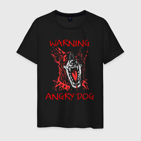 Мужская футболка хлопок с принтом Осторожно, злая собака! в Белгороде, 100% хлопок | прямой крой, круглый вырез горловины, длина до линии бедер, слегка спущенное плечо. | angry | angry dog | cyber | cyber dog | cyberpunk | dog | злая собака | злость | кибер | кибер собака | киберпанк | собака