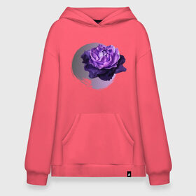 Худи SuperOversize хлопок с принтом Фиолетовая роза в Белгороде, 70% хлопок, 30% полиэстер, мягкий начес внутри | карман-кенгуру, эластичная резинка на манжетах и по нижней кромке, двухслойный капюшон
 | flower | purple | purple rose | rose | violet | violet rose | роза | фиолетов | фиолетовая роза | цветочн | цветы