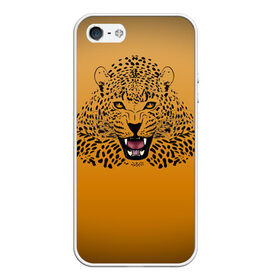 Чехол для iPhone 5/5S матовый с принтом Леопард в Белгороде, Силикон | Область печати: задняя сторона чехла, без боковых панелей | big cat | cat | leopard | кот | кошка | леопард
