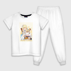 Детская пижама хлопок с принтом Genshin Impact в Белгороде, 100% хлопок |  брюки и футболка прямого кроя, без карманов, на брюках мягкая резинка на поясе и по низу штанин
 | Тематика изображения на принте: anime | genshin impact | genshin impact аниме | sucrose | wifu | аниме | вайфу | геншн импакт