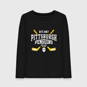 Женский лонгслив хлопок с принтом Pittsburgh Penguins в Белгороде, 100% хлопок |  | hockey | nhl | penguins | pittsburg | pittsburgh | pittsburgh penguins | usa | нхл | пингвинз | питтсбург | питтсбург пингвинз | спорт | сша | хоккей | шайба