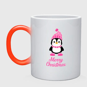 Кружка хамелеон с принтом Пингвин в Белгороде, керамика | меняет цвет при нагревании, емкость 330 мл | 2021 | merry christmas | белка | год быка | дед мороз | детская | дух  рождества | дух нового года | енот | животное | лиса | милый пингвин | новогодняя | пенгвин | пингвин | пингвиненок | пингвины | праздник