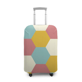 Чехол для чемодана 3D с принтом Разноцветные узоры в Белгороде, 86% полиэфир, 14% спандекс | двустороннее нанесение принта, прорези для ручек и колес | геометрия | разноцветный | спорт | узоры | фигура | футбол | шестиугольники