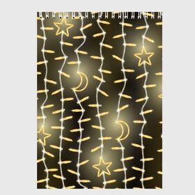 Скетчбук с принтом Золотая Гирлянда в Белгороде, 100% бумага
 | 48 листов, плотность листов — 100 г/м2, плотность картонной обложки — 250 г/м2. Листы скреплены сверху удобной пружинной спиралью | 