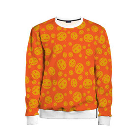 Детский свитшот 3D с принтом Helloween Pumpkin - Хеллоуин в Белгороде, 100% полиэстер | свободная посадка, прямой крой, мягкая тканевая резинка на рукавах и понизу свитшота | helloween | orange | pumpkin | оранжевый | тыквы | хеллоуин