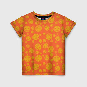Детская футболка 3D с принтом Helloween Pumpkin - Хеллоуин в Белгороде, 100% гипоаллергенный полиэфир | прямой крой, круглый вырез горловины, длина до линии бедер, чуть спущенное плечо, ткань немного тянется | helloween | orange | pumpkin | оранжевый | тыквы | хеллоуин