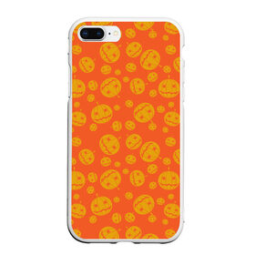Чехол для iPhone 7Plus/8 Plus матовый с принтом Helloween Pumpkin - Хеллоуин в Белгороде, Силикон | Область печати: задняя сторона чехла, без боковых панелей | helloween | orange | pumpkin | оранжевый | тыквы | хеллоуин