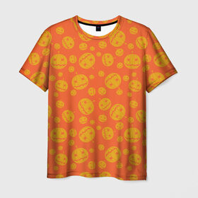 Мужская футболка 3D с принтом Helloween Pumpkin - Хеллоуин в Белгороде, 100% полиэфир | прямой крой, круглый вырез горловины, длина до линии бедер | helloween | orange | pumpkin | оранжевый | тыквы | хеллоуин