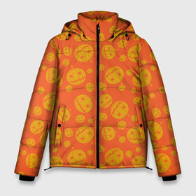 Мужская зимняя куртка 3D с принтом Helloween Pumpkin - Хеллоуин в Белгороде, верх — 100% полиэстер; подкладка — 100% полиэстер; утеплитель — 100% полиэстер | длина ниже бедра, свободный силуэт Оверсайз. Есть воротник-стойка, отстегивающийся капюшон и ветрозащитная планка. 

Боковые карманы с листочкой на кнопках и внутренний карман на молнии. | helloween | orange | pumpkin | оранжевый | тыквы | хеллоуин