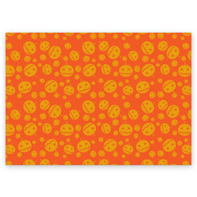 Поздравительная открытка с принтом Helloween Pumpkin - Хеллоуин в Белгороде, 100% бумага | плотность бумаги 280 г/м2, матовая, на обратной стороне линовка и место для марки
 | helloween | orange | pumpkin | оранжевый | тыквы | хеллоуин
