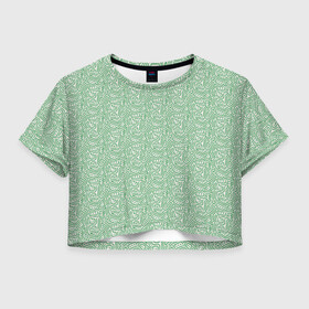 Женская футболка Crop-top 3D с принтом Узор из линий в Белгороде, 100% полиэстер | круглая горловина, длина футболки до линии талии, рукава с отворотами | Тематика изображения на принте: green | lines | parallel | pattern | point | зеленый | линии | параллель | точка | узор