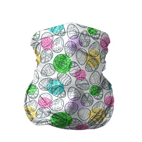 Бандана-труба 3D с принтом Пасхальные яйца в Белгороде, 100% полиэстер, ткань с особыми свойствами — Activecool | плотность 150‒180 г/м2; хорошо тянется, но сохраняет форму | Тематика изображения на принте: cage | easter | eggs | flowers | lines | pattern | peas | rabbit | spiral | горох | клетка | кролик | линии | пасха | спираль | узор | цветы | яйца