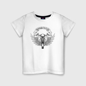 Детская футболка хлопок с принтом Мотоциклист в Белгороде, 100% хлопок | круглый вырез горловины, полуприлегающий силуэт, длина до линии бедер | 