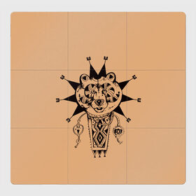 Магнитный плакат 3Х3 с принтом Медведь татем в Белгороде, Полимерный материал с магнитным слоем | 9 деталей размером 9*9 см | амулет | знак | медведь | символика | талисман | татем | татуировки. | язычество