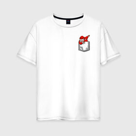 Женская футболка хлопок Oversize с принтом Карманный Санта в Белгороде, 100% хлопок | свободный крой, круглый ворот, спущенный рукав, длина до линии бедер
 | 