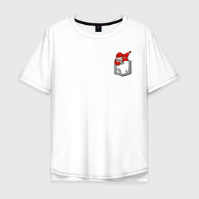 Мужская футболка хлопок Oversize с принтом Карманный Санта в Белгороде, 100% хлопок | свободный крой, круглый ворот, “спинка” длиннее передней части | 