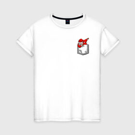 Женская футболка хлопок с принтом Карманный Санта в Белгороде, 100% хлопок | прямой крой, круглый вырез горловины, длина до линии бедер, слегка спущенное плечо | 