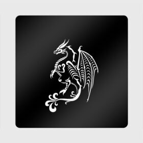 Магнит виниловый Квадрат с принтом Дракон тату в Белгороде, полимерный материал с магнитным слоем | размер 9*9 см, закругленные углы | белое на чёрном | восток | дракон | драконы | мифические существа | татуировка дракон | татуировки | узоры