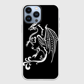 Чехол для iPhone 13 Pro Max с принтом Дракон тату в Белгороде,  |  | белое на чёрном | восток | дракон | драконы | мифические существа | татуировка дракон | татуировки | узоры