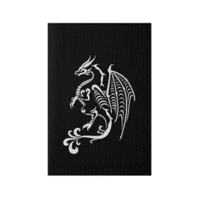 Обложка для паспорта матовая кожа с принтом Дракон тату в Белгороде, натуральная матовая кожа | размер 19,3 х 13,7 см; прозрачные пластиковые крепления | белое на чёрном | восток | дракон | драконы | мифические существа | татуировка дракон | татуировки | узоры